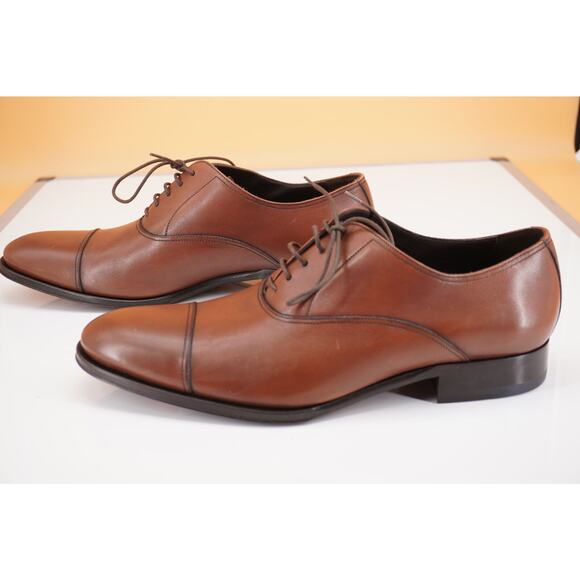 To Boot New York Forley Men's Brown Leather Cap Toe Oxfords SZ 9 D $395 lace - Picture 2 of 10